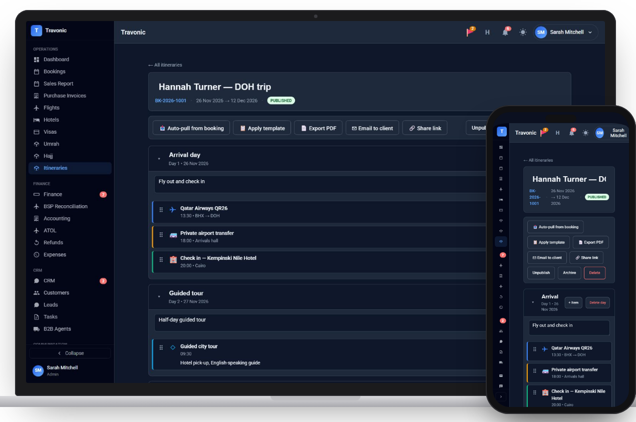 Day-by-day itinerary in Travonic